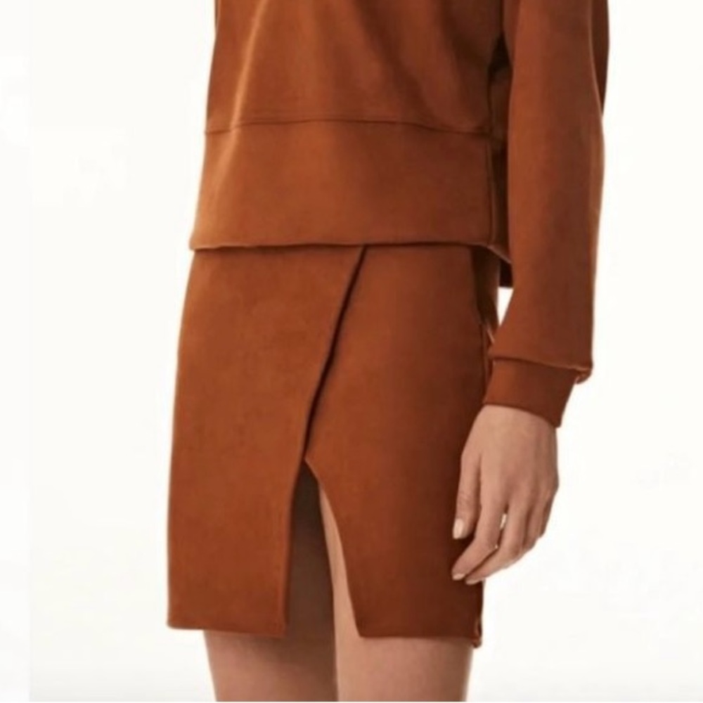 Revolve Lanston Front‎ Mini Skirt Suede in Cognac